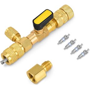 Stanbroil Valve Core Remover Installer Tool with Dual Size 1/4" & 5/16" Port, Schrader Valve Tool for R22 R410a Refrigerant Systems with 4 Valve Cores