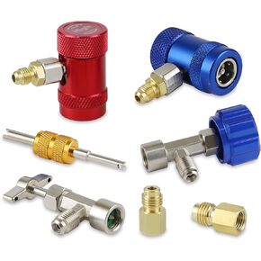 Lichamp Car A/C R1234YF Adapter with Self Sealing Can Tap, AC R1234 Quick Couplers Connectors Kit