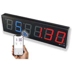 Flex Timer - Gym Edition - Bluetooth App-Controlled Wall Mounted 23" LED Gym Clock with Large 4.0" Digits for Crossfit, Tabata, HIIT, EMOM, MMA, Boxing, Interval Training, Circuits, Workouts