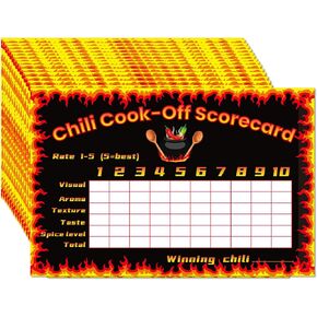Tkifoda 25 Pcs Chili Cook Off Scorecard, Score Sheets, Score Pads, Voting Cards for Chili Cook Off Competition, Chili Cook Off Supplies