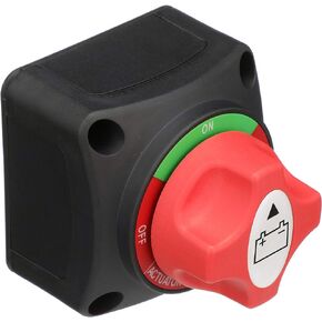 Attwood 14233-7 Battery Switch — On/Off Power Switch for Single Battery, Removable Control Knob, 12- to 50-Volt DC ,Red/Black