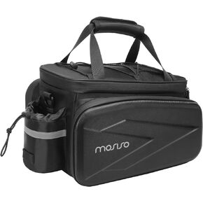 MOSISO Bike Rack Bag Trunk Cooler Bag, Bicycle Insulated Rear Seat Bag 2 Side EVA Pockets with Foldable Bike Panniers, 8L Cycling Bike Backseat Storage Cargo Luggage Bag with Shoulder Strap, Black