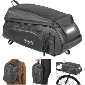 8L Bike Bags for Bicycles, Waterproof Bike Rack Rear Bag with Removable Shoulder Strap, Reflective Bike Trunk Carrier Bag Bike Saddle Bags Bike Seat Bag, Pannier Bag Bike Storage Bag Bike Accessories