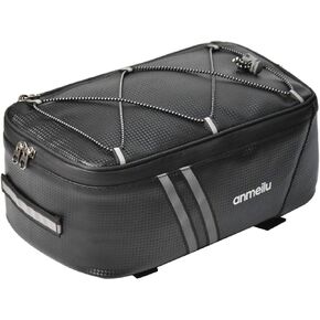 8L Rear Carrier Luggage Bike Bag, Waterproof PU Leather Bicycle Rear Seat Cargo Bag Luggage Bike Bag Bicycle Saddle Bag with Rain Cover, Easy to Install