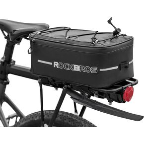 ROCKBROS Bike Rack Bag Bike Trunk Bag Rear Bike Rack Bag for Travel with Rain Cover & Reflective Stripes, 6L(Black)