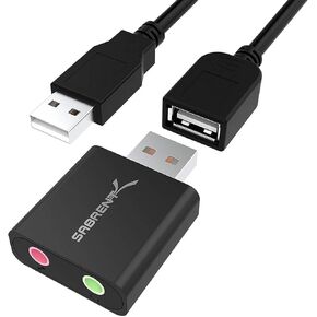 SABRENT Aluminum USB External Stereo Sound Adapter for Windows and Mac. Plug and Play No Drivers Needed [Black] (AU-EMCB)
