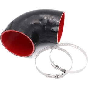 90 Degree 2 inch(51mm) Elbow Coupler Hose,Length 4 in(102mm),4-Ply Reinforced with 2PCS Clamps for Turbo/Intercooler/Intake Piping Coupler