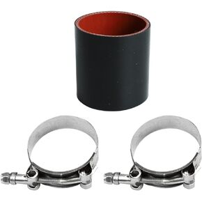 1.5 Inch Straight Silicone Hose 38mm,Length 3"(76mm) Wall Thickness 3-Ply+ 2 pcsT bolt Clamps Stainless Steel (BLACK, 1.5"/38mm/1 1/2 Inch)