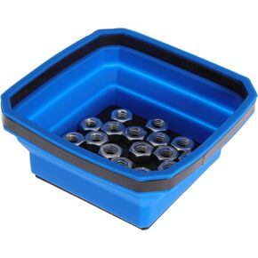 Magnetic Foldable Tray Silicone Magnetic Tray Holder Collapsible Magnetic Parts Tray Set For Screw, Bolts, Pins For Small Tools (Orange-1pcs)