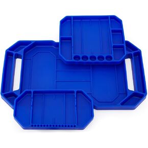 3pcs Large Non-Slip Flexible Tool Tray, Tool Mat, Tool Organizer, Tool Storage, Tool Holder, Grip Mats, No Magnets (Blue)