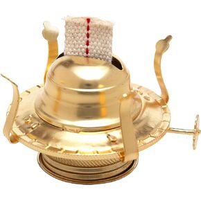 Brass Plated Oil Burner with Cotton Wick - Replacement for Antique Kerosene Lamps | 1 Pack