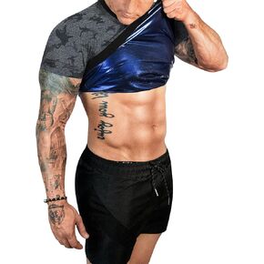 Sauna Shirt for Men Sweat Suit Compression T-Shirt Weight Loss Body Shaper Shirts for Workout Sports