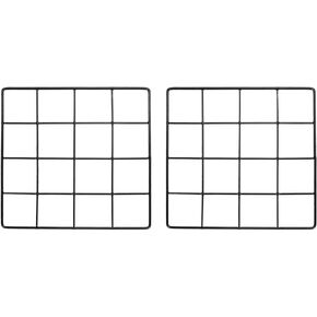 YOKIVE 2Pcs Iron Wire Grid Panel, Decorative Panels Board | Photo Pictures Display Holders Hanging Frame for Home Office (Black, 8"x8")