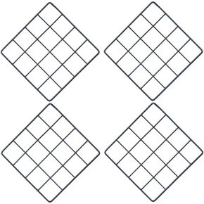BESPORTBLE 4 Pcs Grid Photo Wall, Square Iron Picture Rack - 8 x 8In Photo Hanging Display - Wall Storage Organizer for Storage Book, Photo, Decorations, Crafts, Collections