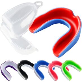 Vanmor 2 حزمة الشباب الفم الحرس الرياضة الفم للأطفال الأقواس الأسنان لكرة القدم كرة السلة الملاكمة MMA الهوكي لاكروس الرجبي التايكوندو، لسان حال قابل للتشكيل للبنين بنات (شفاف + أزرق) in Kuwait