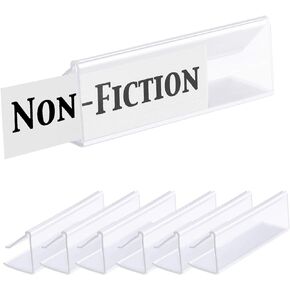 Pack of 25 – Clear Plastic Shelf Label Holder, Wood Shelf Sign and Ticket Holder, Clips On to Shelves 1/2" to 5/8" Thick - Length of Label Area, 3" X Height of Label Area, 7/8" "Insert Label Included"
