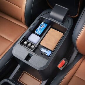 صينية وحدة التحكم المركزية TOPINSTALL متوافقة مع ملحقات Ford Maverick 2022 2023 2024، XL XLT Lariat Pickup Truck منظم مسند الذراع حاوية عملات معدنية - أسود in Kuwait