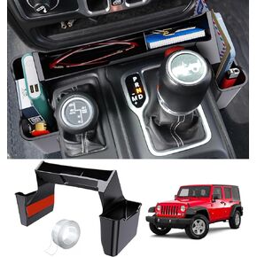 Eamplest Gear Shift Center Console Side Tray Organizer for Jeep Wrangler JL JLU 4xe 2023 2022 2021 2020 2019 2018& Gladiator JT 2020-2023 Interior Storage Accessories Shifter Storage Box