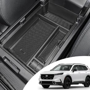 Center Console Organizer Compatible with 2025 2024 2023 Honda CR-V Armrest Storage Box Coin and Glass Holder ABS Plastic Insert Secondary Storage Interior Accessories