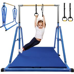 Peakpath Gymnastics kip Bar,Height Adjustable 3' to 5' and Foldable Gymnastic Equipment for Kids Junior Ages 3-15, Ideal for Indoor and Home Training