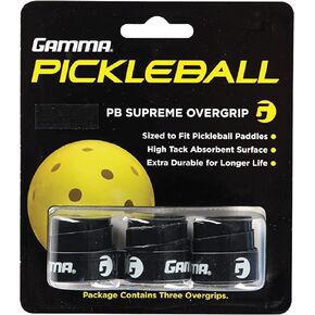 Gamma Sports Pickleball Supreme Overgrip, Easy to Apply Grip Tape for Pickle Ball Paddles, Badminton, Squash - Replacement Tacky Over Wrap Bands
