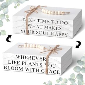 مجموعة كتب زخرفية من 3 قطع، ديكور منزلي أبيض، ديكور طاولة القهوة، كتب زخرفية مكدسة ريفية، كتب مكدسة للمنزل، طاولات القهوة، رفوف كومة ديكور المزرعة (نمط قديم) in Kuwait