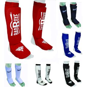 Twister Muay Thai Boxing Kickboxing Karate Taekwondo MMA | Elastic Cotton Cloth Shin & Instep Padded Guards | Shin in Steps Shin Guards Pair