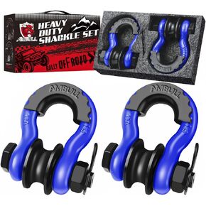 Upgraded Snatch Block, 3/4" D Ring Shackle (2 Pack) 22,000lb Break Strength with Towing Pulley, Heavy Duty Offroad Recovery Accessory for Truck, Tractor, ATV & UTV - Black