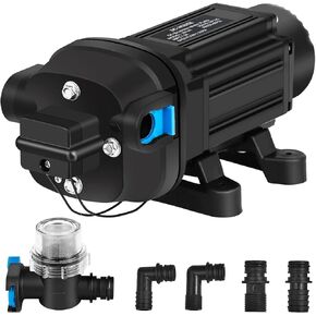 مضخة غشاء لضغط المياه بدون فرشاة، 5.5 GPM 60 Psi RV مضخة مياه 12 فولت مع مفتاح ضغط، مضخة مياه عذبة ذاتية التحضير لحديقة يخت قارب RV in Kuwait