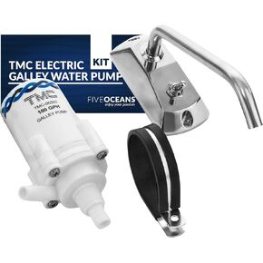 TMC Marine Electric Galley Water Pump Kit with Faucet for Boats, RVs and Trailers, Five Oceans FO738