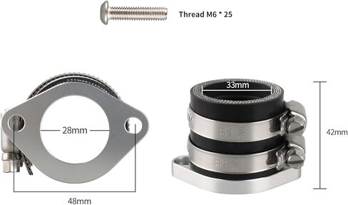 NIBBI Motorcycle CC Manifold Intake 33mm Manifold Intake Boot للمحرك الأفقي CG محرك Minibike Dirt Bike Motorcross TTR SSR (أفقي-6 * 25) in Saudi Arabia