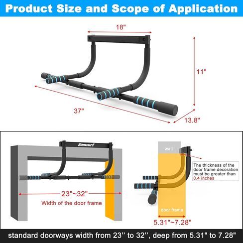 komsurf شريط سحب للمدخل، شريط سحب للمنزل، شريط الذقن متعدد الوظائف، شريط باب اللياقة البدنية المحمول، مدرب نظام الصالة الرياضية تجريب الجسم in Kuwait