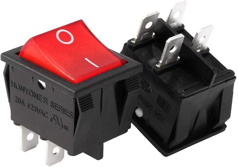 uxcell AC 20A/125V 22A/250V DPST 4 Pins 2 Positions I/O On/Off Boat Rocker Switch w Backlit Red Light in Saudi Arabia