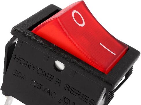 uxcell AC 20A/125V 22A/250V DPST 4 Pins 2 Positions I/O On/Off Boat Rocker Switch w Backlit Red Light in Saudi Arabia