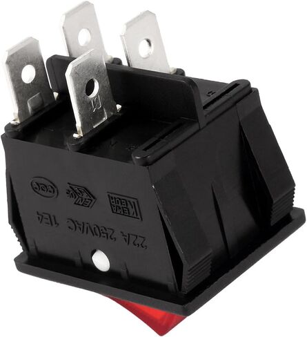 uxcell AC 20A/125V 22A/250V DPST 4 Pins 2 Positions I/O On/Off Boat Rocker Switch w Backlit Red Light in Saudi Arabia