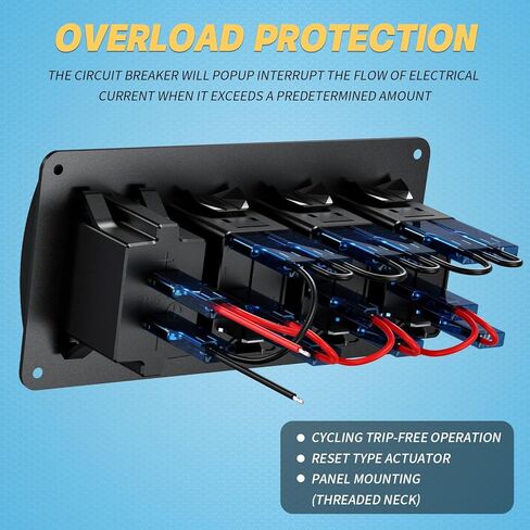 3 Gang Rocker Switch Aluminum Panel with Voltmeter & Dula USB Charger (4.8 Amp) 12V/24V DC Rocker Switch with Night Glow Stickers, Waterproof for Marine, Boat, Car, Truck, Jeep (Green) in Kuwait