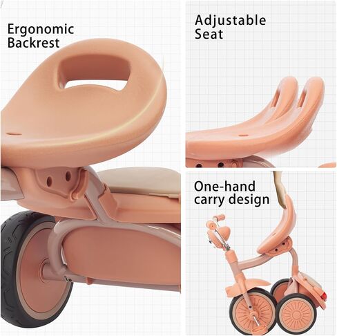 UBRAVOO Baby Tricycle, Foldable Toddler Trike with Pedals, Cool Lights, Durable Wheels and Comfortable Seat, Baby First Walker Trike for 1-5 Years Old Girls, Boys in Saudi Arabia