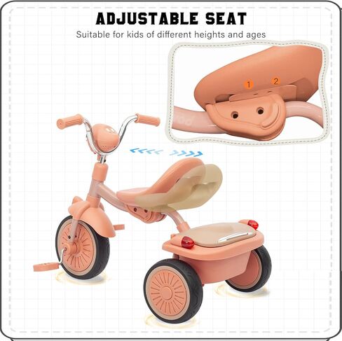 UBRAVOO Baby Tricycle, Foldable Toddler Trike with Pedals, Cool Lights, Durable Wheels and Comfortable Seat, Baby First Walker Trike for 1-5 Years Old Girls, Boys in Saudi Arabia
