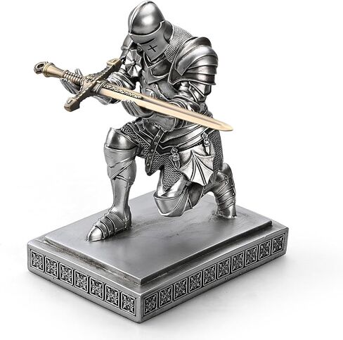 Medieval Armored Warrior Knight Pen Holder Desk Organizers and Accessories Resin Pencil Holder Paperweight as Gift with a Cool Letter Opener for Desk (Blue) in Kuwait