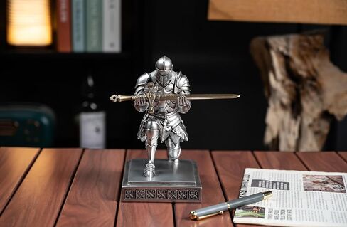 Medieval Armored Warrior Knight Pen Holder Desk Organizers and Accessories Resin Pencil Holder Paperweight as Gift with a Cool Letter Opener for Desk (Blue) in Kuwait