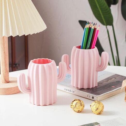 Silicone Pen Holder Cactus Pencil Holder Cute Pens Cup for Desk for Kids Office Decor Desk Accessories Pen Pot Desk Organizer (Dark Green) in Saudi Arabia