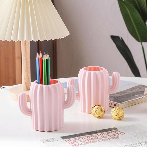 Silicone Pen Holder Cactus Pencil Holder Cute Pens Cup for Desk for Kids Office Decor Desk Accessories Pen Pot Desk Organizer (Dark Green) in Saudi Arabia