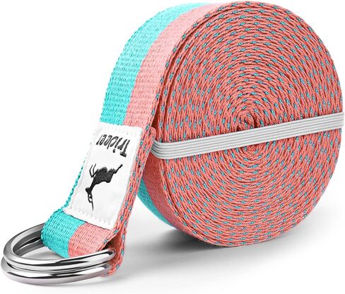 Trideer Yoga Strap Yoga Bands Yoga Strap for Stretching with Extra Safe Adjustable D-Ring Buckle, Non-Elastic Yoga Accessories for Yoga, Physical Therapy, Improves Sitting Posture for Women & Men in Kuwait