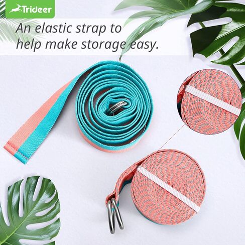 Trideer Yoga Strap Yoga Bands Yoga Strap for Stretching with Extra Safe Adjustable D-Ring Buckle, Non-Elastic Yoga Accessories for Yoga, Physical Therapy, Improves Sitting Posture for Women & Men in Kuwait