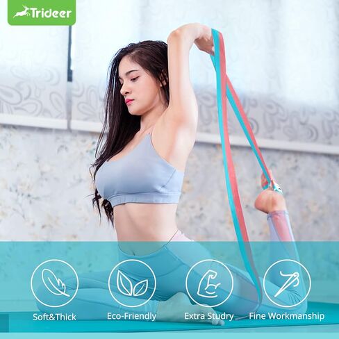 Trideer Yoga Strap Yoga Bands Yoga Strap for Stretching with Extra Safe Adjustable D-Ring Buckle, Non-Elastic Yoga Accessories for Yoga, Physical Therapy, Improves Sitting Posture for Women & Men in Kuwait