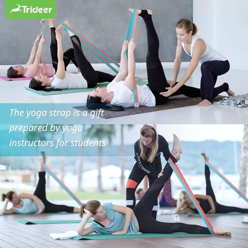 Trideer Yoga Strap Yoga Bands Yoga Strap for Stretching with Extra Safe Adjustable D-Ring Buckle, Non-Elastic Yoga Accessories for Yoga, Physical Therapy, Improves Sitting Posture for Women & Men in Kuwait