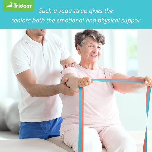 Trideer Yoga Strap Yoga Bands Yoga Strap for Stretching with Extra Safe Adjustable D-Ring Buckle, Non-Elastic Yoga Accessories for Yoga, Physical Therapy, Improves Sitting Posture for Women & Men in Kuwait