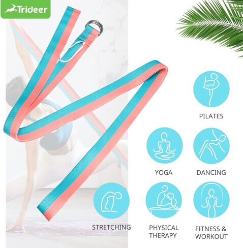 Trideer Yoga Strap Yoga Bands Yoga Strap for Stretching with Extra Safe Adjustable D-Ring Buckle, Non-Elastic Yoga Accessories for Yoga, Physical Therapy, Improves Sitting Posture for Women & Men in Kuwait