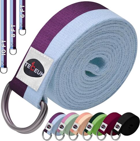 [NEW 2024] TECEUM Yoga & Mat Strap – 2 IN 1 – Cotton – 6 ft 8 ft 10 ft (15+ colors) – Adjustable Non-Slip Belt for Yoga, Pilates, Stretching, Physiotherapy, Fitness & Home Workout – For Carrying Mats in Saudi Arabia