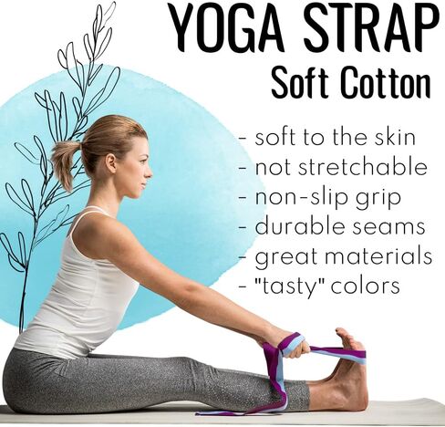 [NEW 2024] TECEUM Yoga & Mat Strap – 2 IN 1 – Cotton – 6 ft 8 ft 10 ft (15+ colors) – Adjustable Non-Slip Belt for Yoga, Pilates, Stretching, Physiotherapy, Fitness & Home Workout – For Carrying Mats in Saudi Arabia